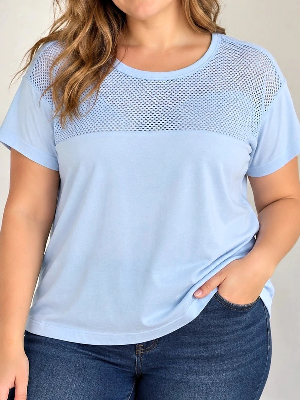 Aeropostale A87 -Light Blue Sport Mesh Short Sleeve Tee Size Large